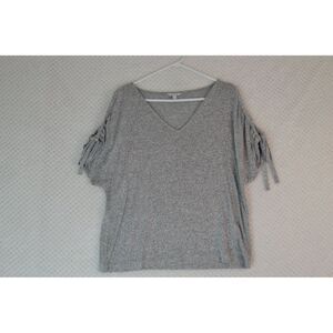 Lucky Brand Women's Large Gray Cold Shoulder Short Sleeve Shirt
